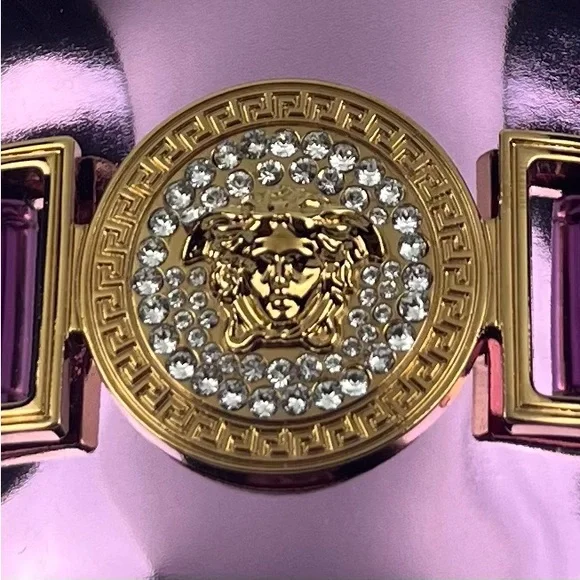 Versace Metallic Patent Leather Medusa Head With Rhinestone size 40 or 9.5 - Picture 3 of 16